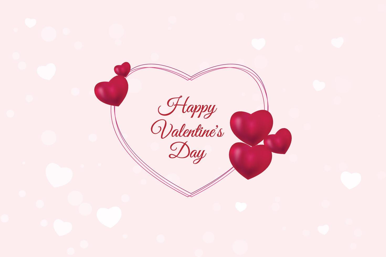 happy valentine's day lettrage cadre d'amour avec des coeurs 3d sur fond blanc, conception d'illustration vectorielle vecteur