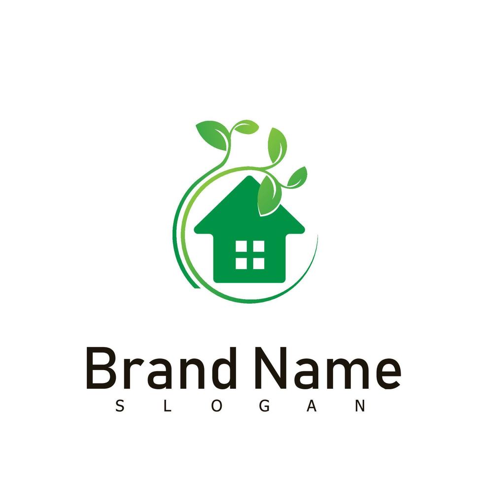 symbole de conception de logo immobilier nature maison verte vecteur