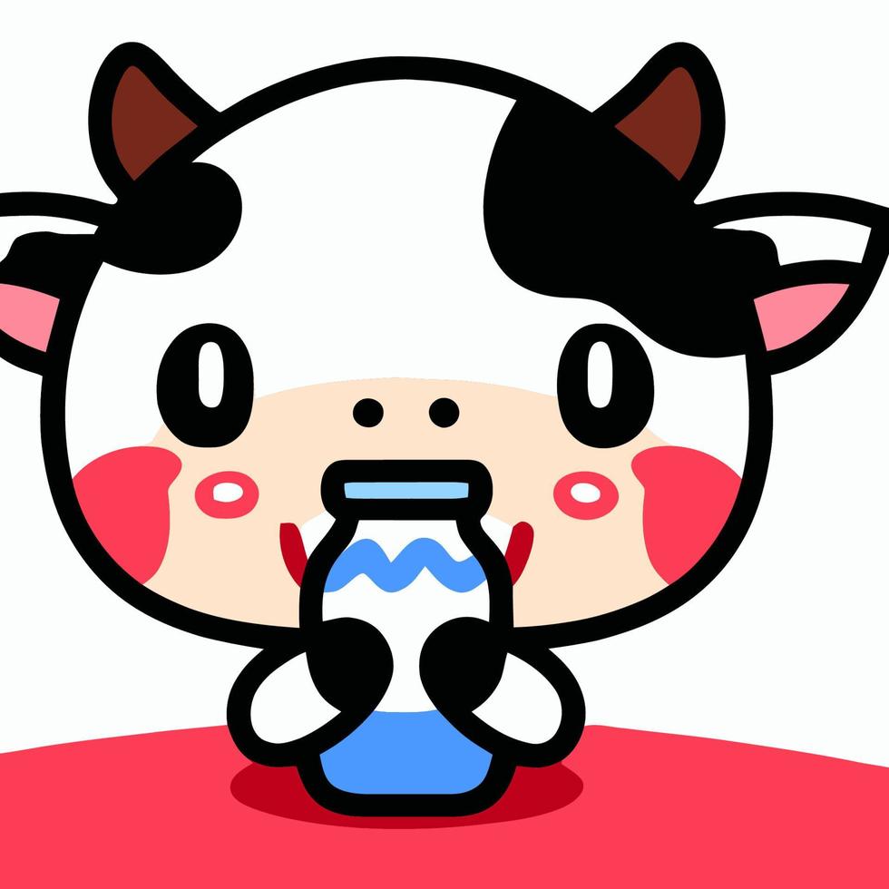 mignon chibi vache kawaii illustration vache ferme icône graphique vecteur
