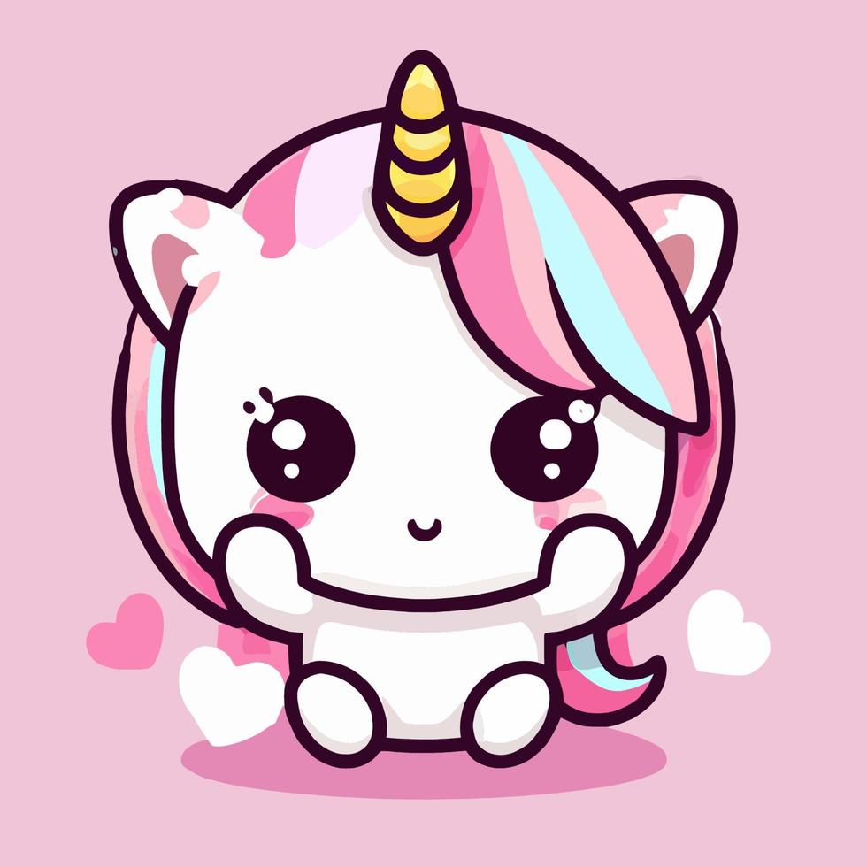 illustration de licorne mignonne licorne kawaii chibi style de dessin vectoriel dessin animé licorne