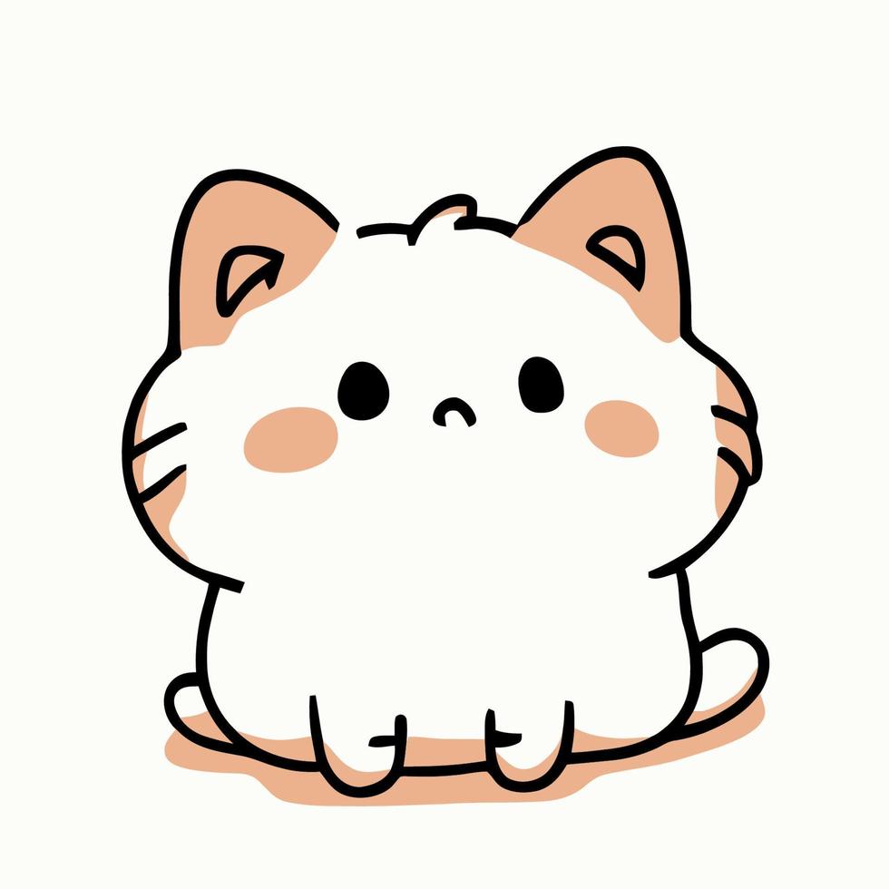 illustration de chat mignon chat kawaii chibi style de dessin vectoriel dessin animé de chat