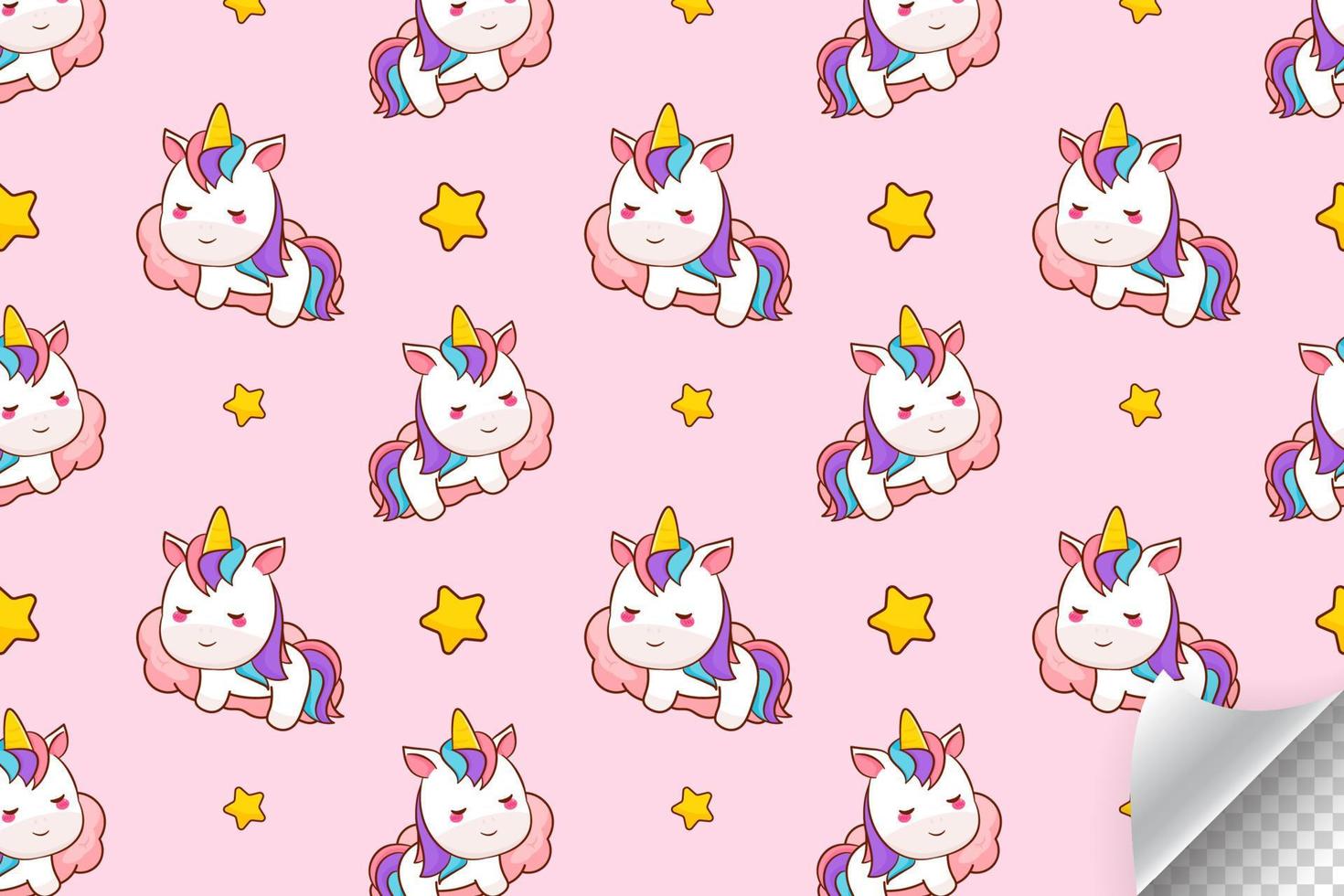 mignon modèle sans couture de licorne. adorable personnage de dessin animé de cheval poney. motif animal kawaii dessiné à la main. fond sans fin pour les textiles, les cahiers, les cartes et les fêtes d'anniversaire des enfants. vecteur