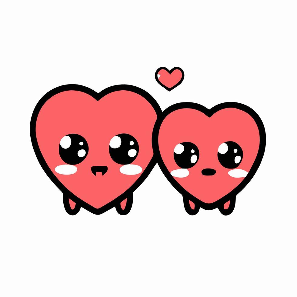 mignon chibi coeur couple amoureux valentine kawaii illustration pour la saint valentin vecteur