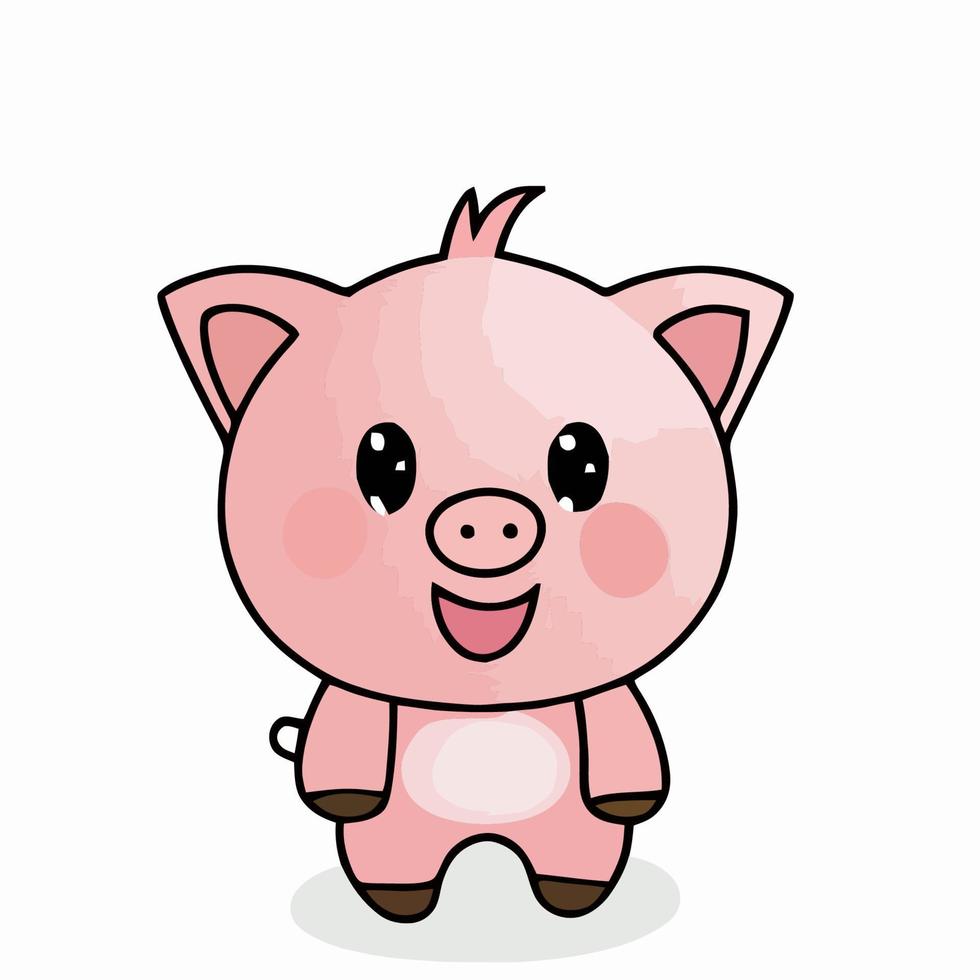 illustration de cochon mignon cochon kawaii chibi style de dessin vectoriel dessin animé de cochon