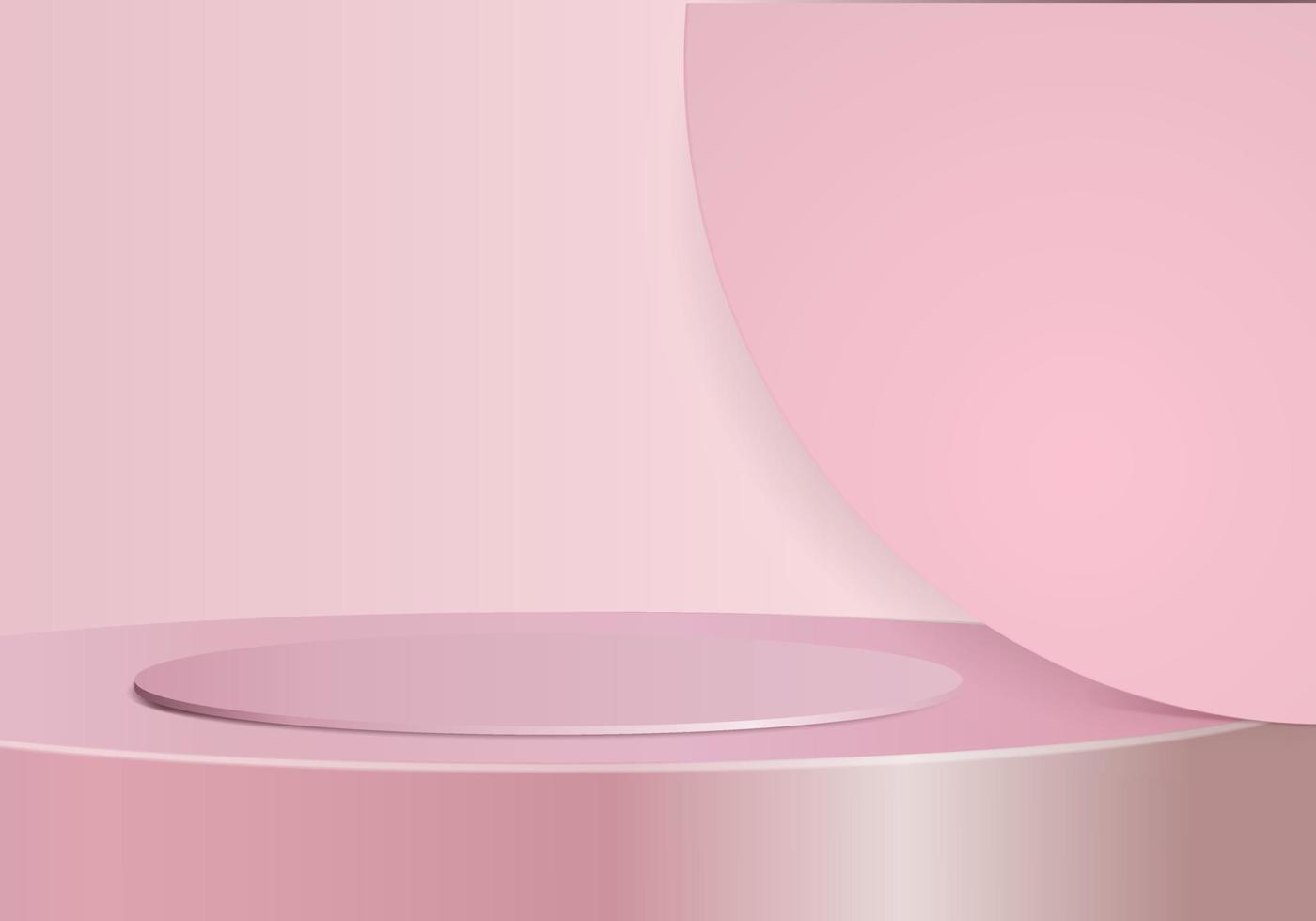 Scène abstraite de produit d'affichage 3d avec podium sur fond rose spectacle cosmétique vecteur