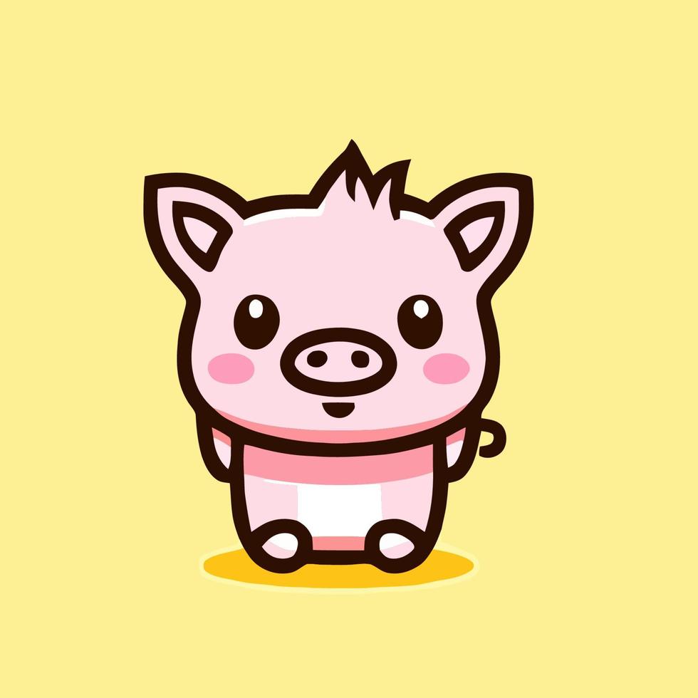 illustration de cochon mignon cochon kawaii chibi style de dessin vectoriel dessin animé de cochon