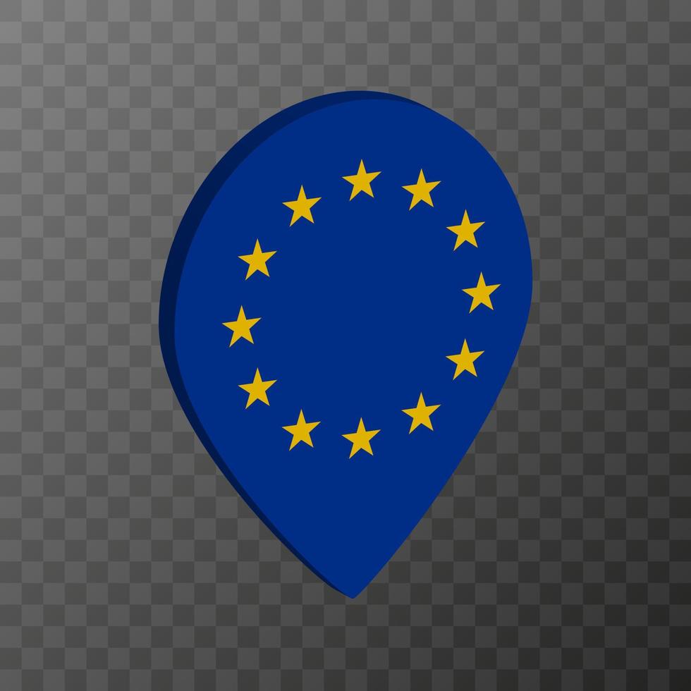 pointeur de carte avec le drapeau de l'union européenne. illustration vectorielle. vecteur