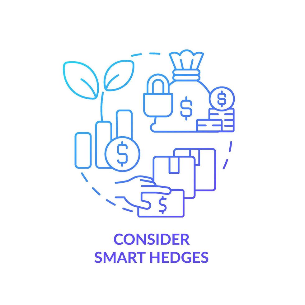 considérez l'icône de concept de gradient bleu smart hedges. stratégie et méthode. traiter l'inflation dans l'illustration de la ligne mince de l'idée abstraite des affaires. dessin de contour isolé vecteur