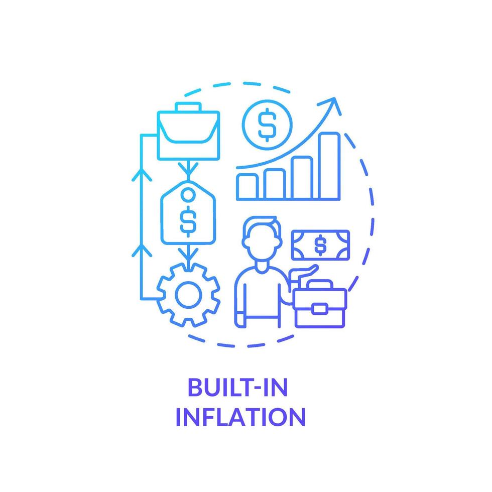 construit dans l'icône de concept de gradient bleu d'inflation. des salaires plus élevés ont un impact sur l'économie. type d'inflation idée abstraite illustration de ligne mince. dessin de contour isolé vecteur