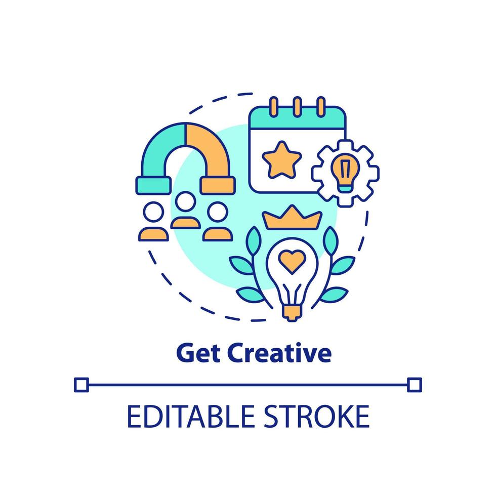 obtenir l'icône de concept créatif. offre unique. augmentation de la participation aux réunions d'affaires illustration de la ligne mince de l'idée abstraite. dessin de contour isolé. trait modifiable vecteur