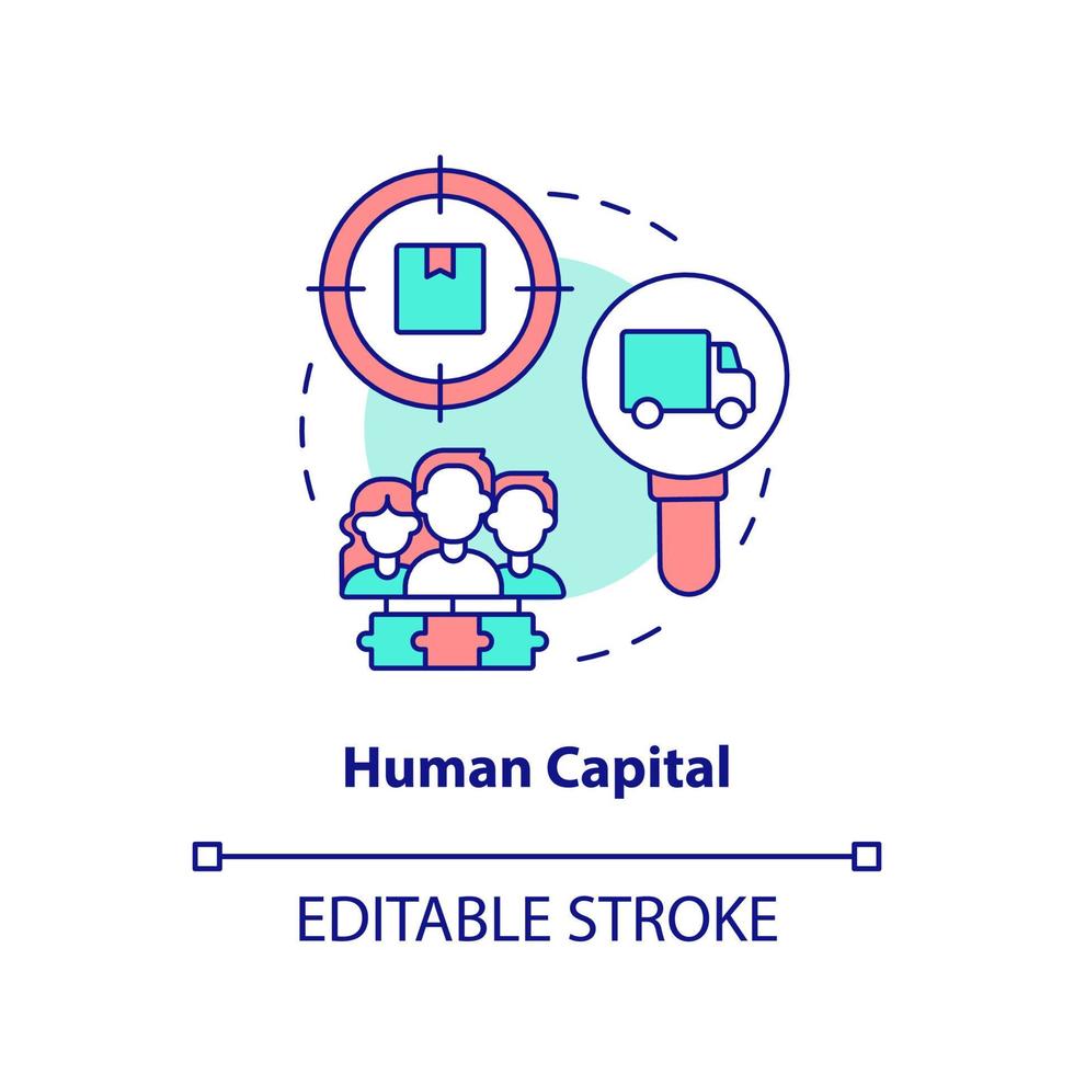 icône de concept de capital humain. startup consulting sphère idée abstraite illustration fine ligne. effectuer un travail ensemble. dessin de contour isolé. trait modifiable vecteur