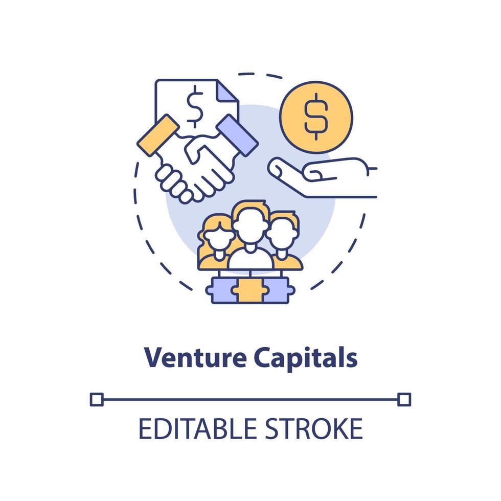 icône de concept de capital-risque. nouvelle illustration de ligne mince d'idée abstraite de type de parrainage d'entreprise. investissements à long terme. dessin de contour isolé. trait modifiable vecteur