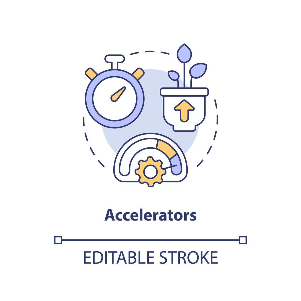 icône de concept d'accélérateurs. type de parrainage d'entreprise idée abstraite illustration de ligne mince. promouvoir la croissance, le développement. dessin de contour isolé. trait modifiable vecteur