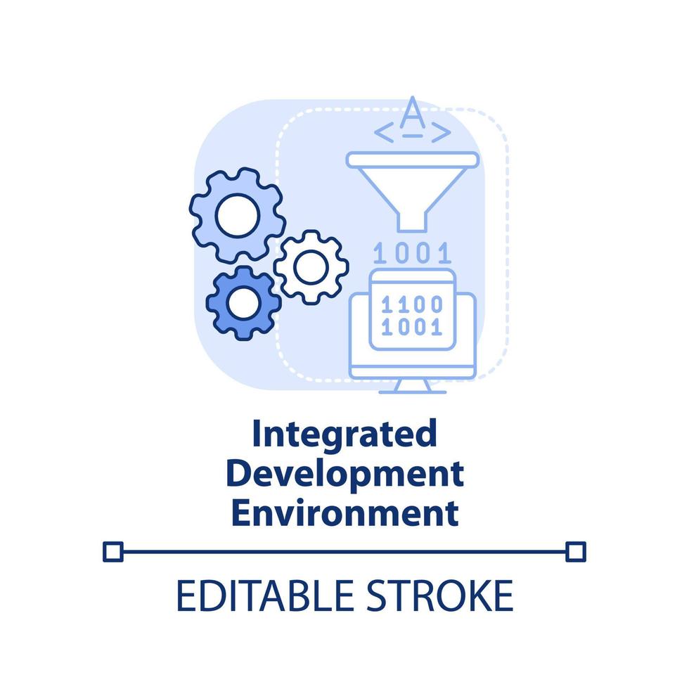 icône de concept bleu clair environnement de développement intégré. compétences en programmation idée abstraite illustration en ligne mince. dessin de contour isolé. trait modifiable vecteur