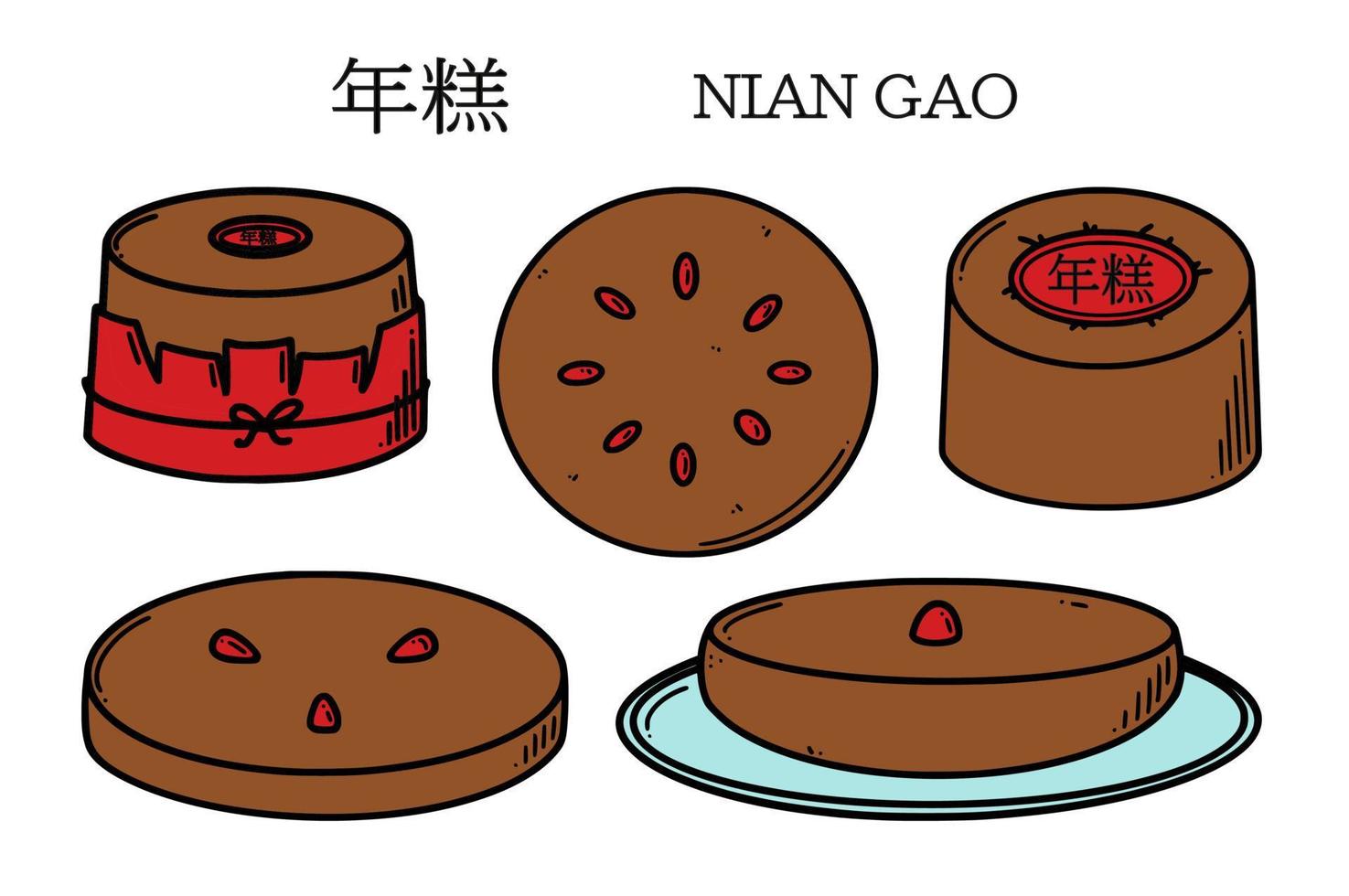 nian gao, illustration vectorielle de gâteau du nouvel an chinois. dessert du nouvel an chinois niangao vecteur