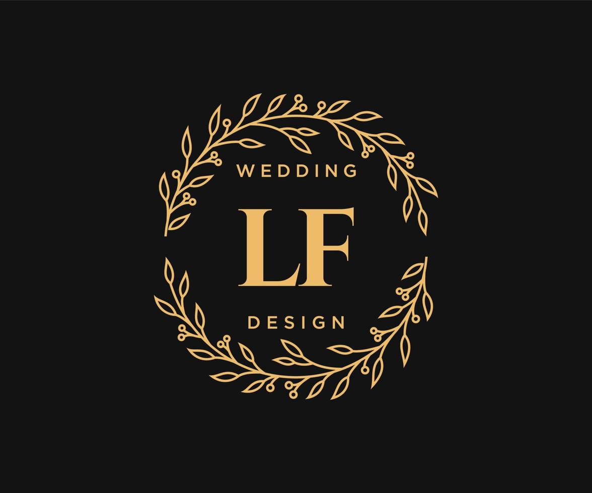 lf initiales lettre collection de logos de monogramme de mariage, modèles minimalistes et floraux modernes dessinés à la main pour cartes d'invitation, réservez la date, identité élégante pour restaurant, boutique, café en image vectorielle vecteur