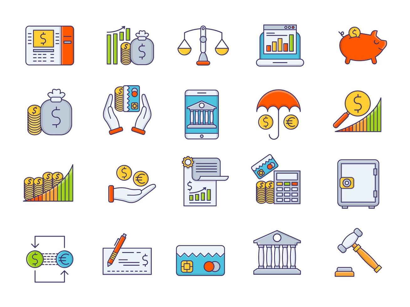 icônes bancaires, adaptées à un large éventail de projets créatifs numériques. vecteur