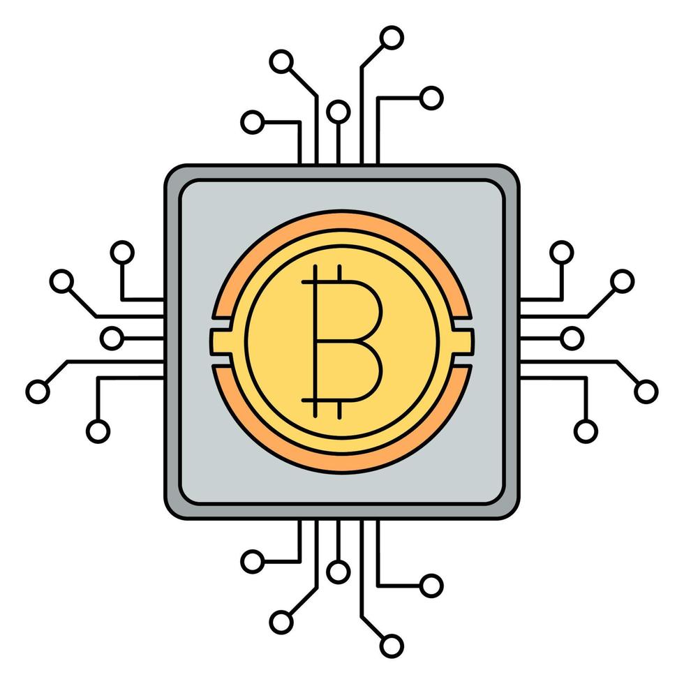 circuit avec icône bitcoin, adapté à un large éventail de projets créatifs numériques. vecteur