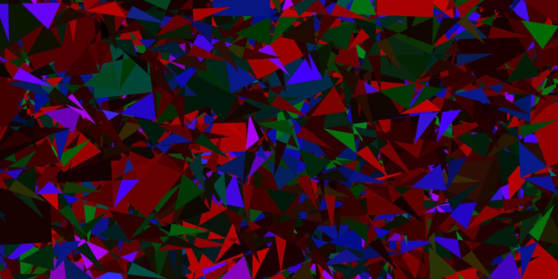 texture de vecteur multicolore sombre avec des triangles aléatoires.