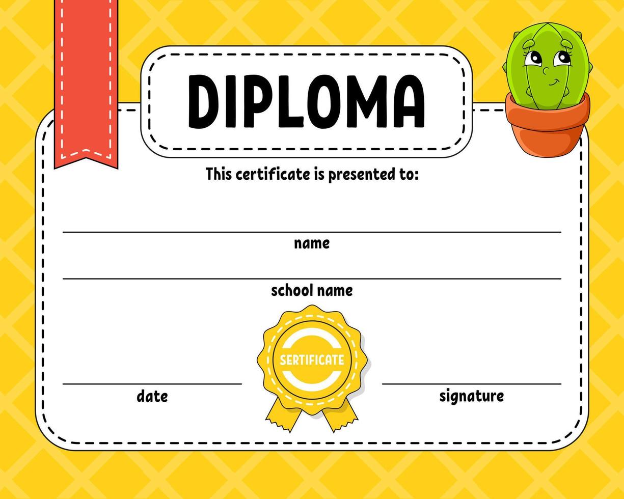 modèle de certificat de diplôme. pour l'école et la maternelle. pour les enfants et les enfants. illustration vectorielle. vecteur