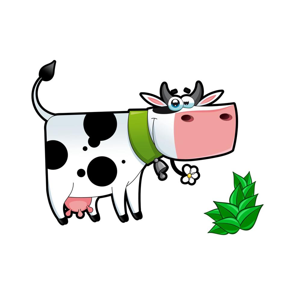 vecteur d'illustration souriant de vache mignonne.