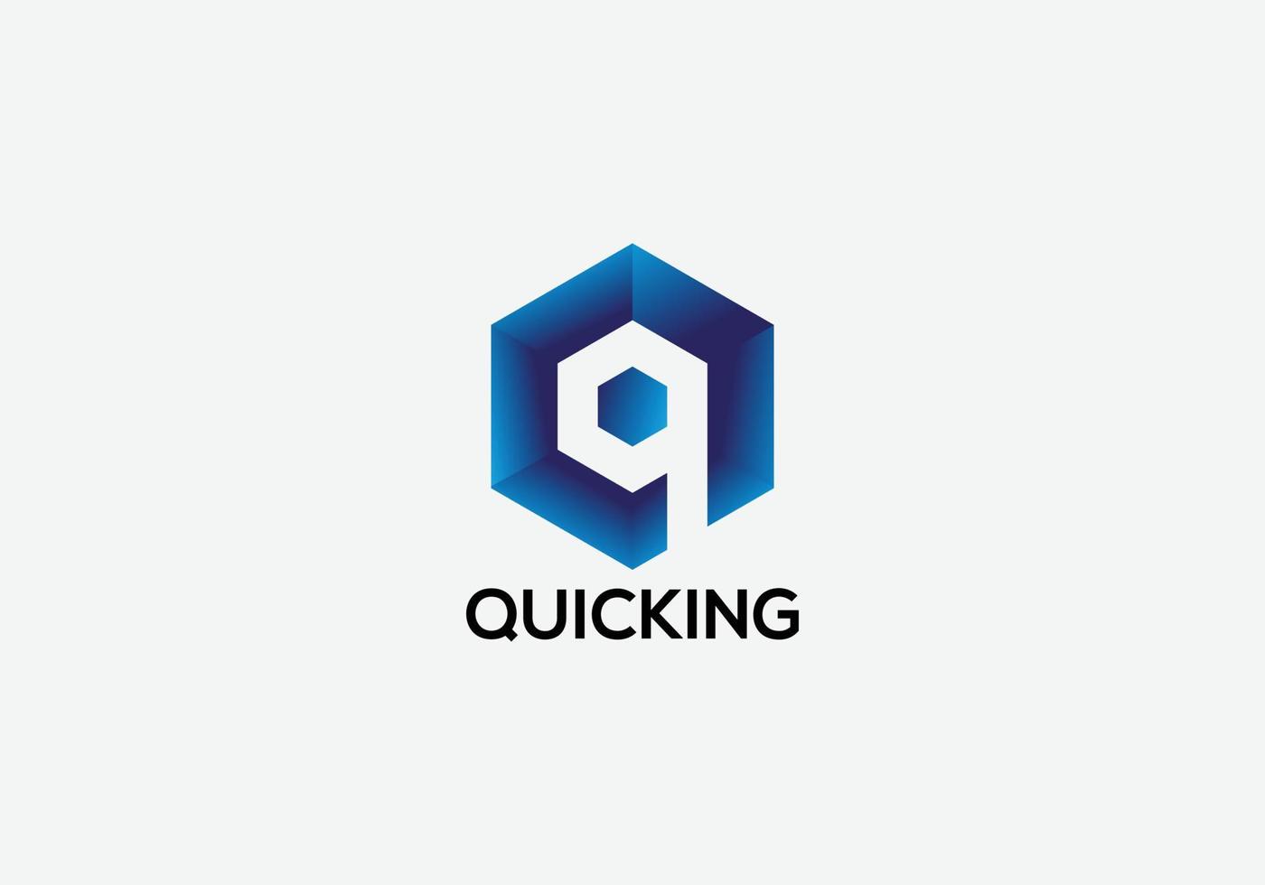 quicking abstrait q création de logo de lettre moderne initiale vecteur