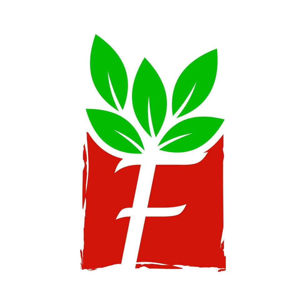 logo initial de la boîte à feuilles f vecteur