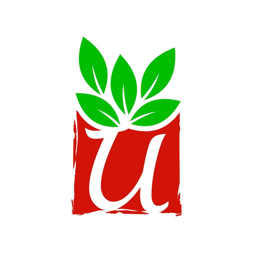 logo initial de la boîte à feuilles u vecteur
