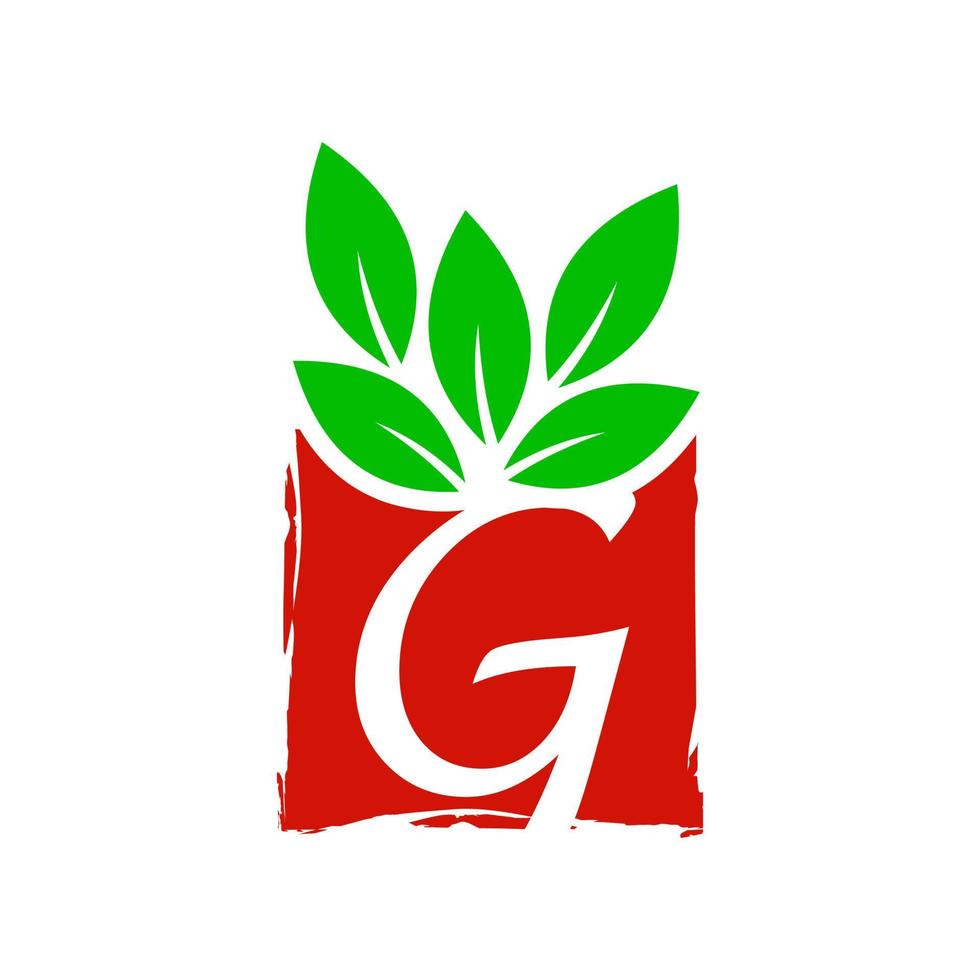 logo initial de la boîte à feuilles g vecteur