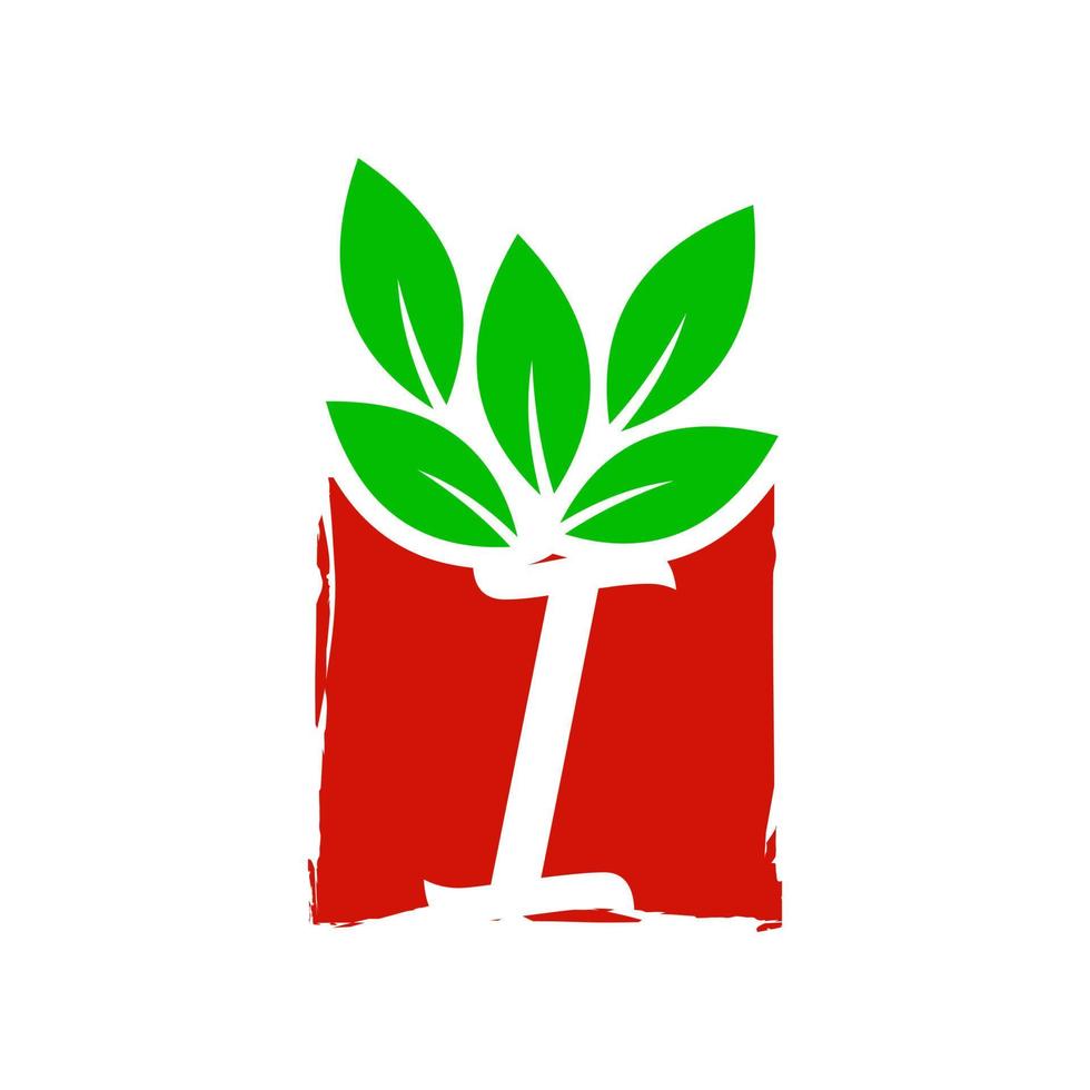 logo initial de la boîte à feuilles i vecteur