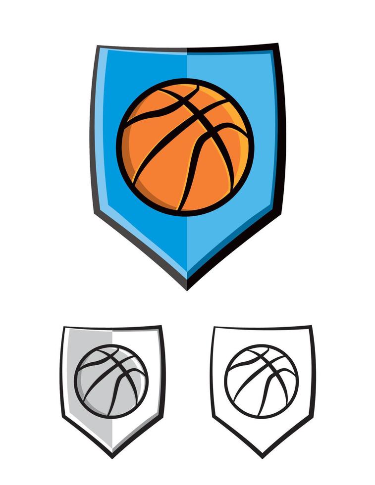 illustration d'icônes d'emblème de bouclier de basket-ball vecteur
