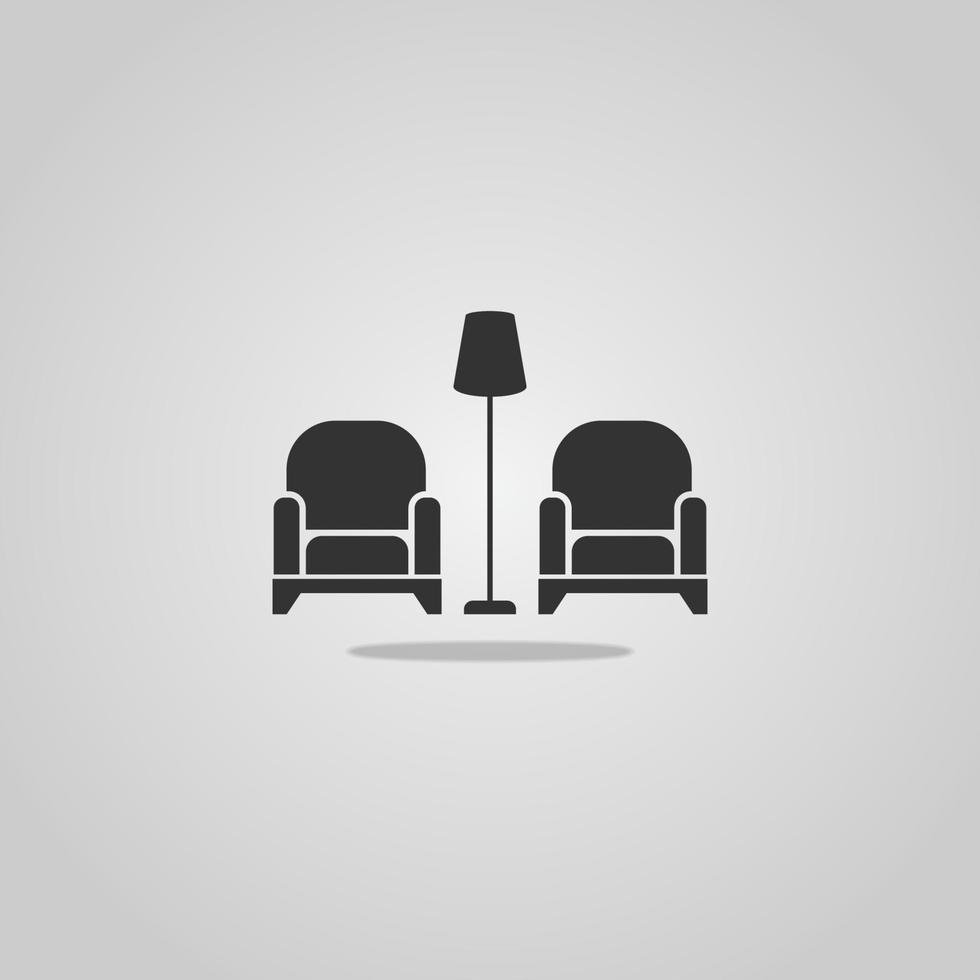 chaise, intérieur, logo, vecteur