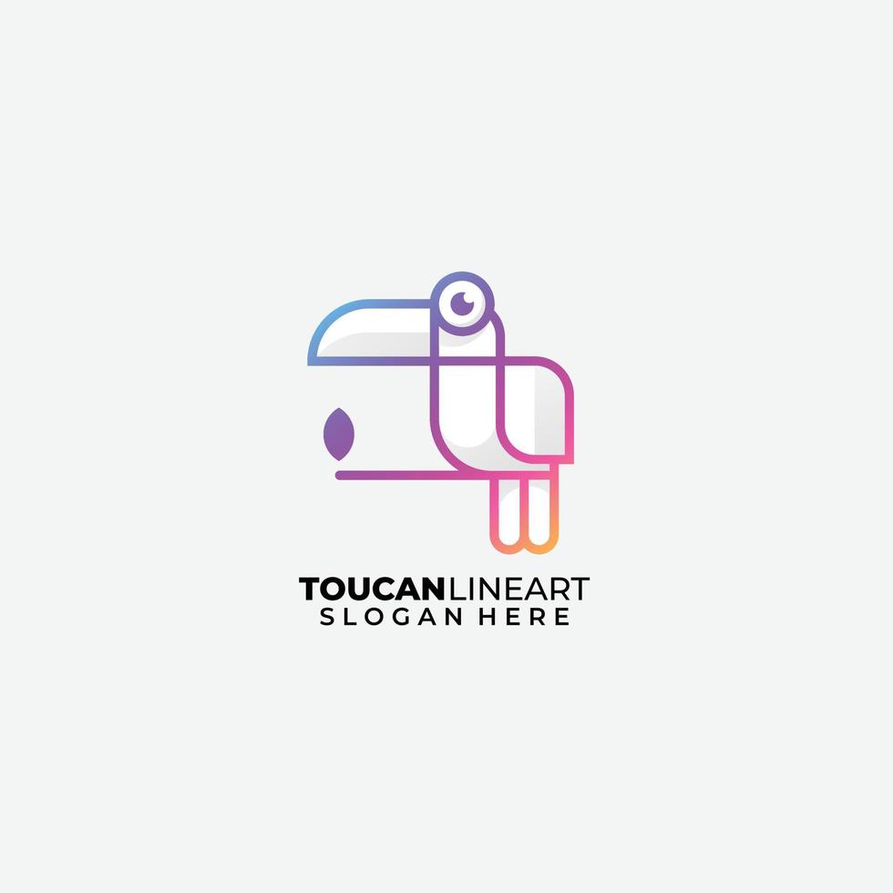 toucan dessin au trait logo gradient couleur web vecteur