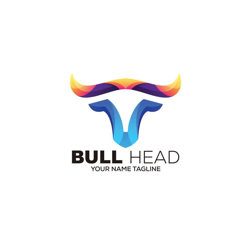 tête de taureau logo illustration design art dégradé de couleur vecteur
