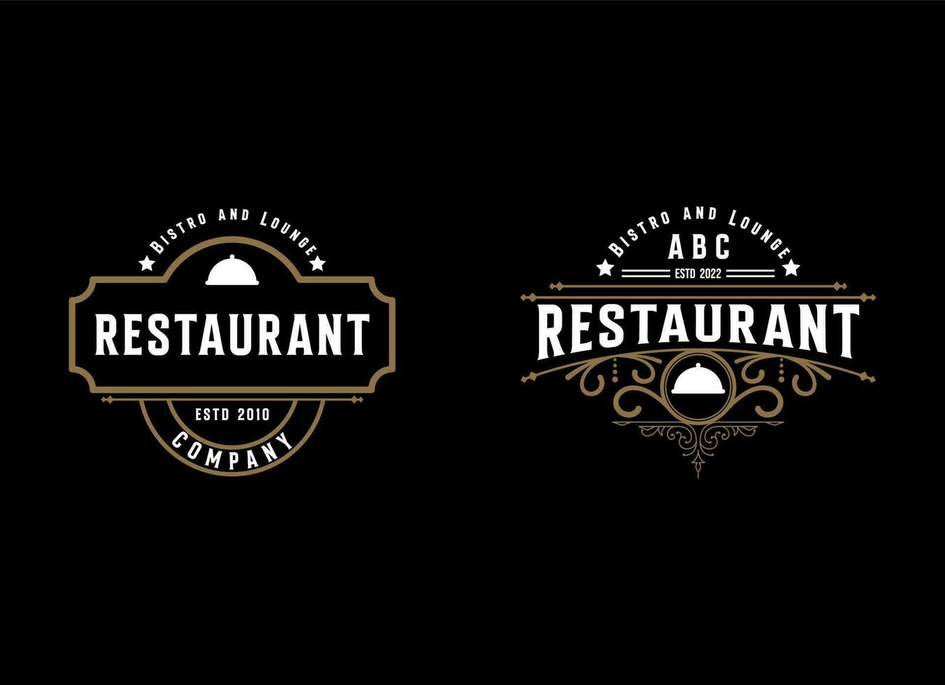 modèles de logo avec des éléments monogrammés et des ornements florissants pour les restaurants vecteur