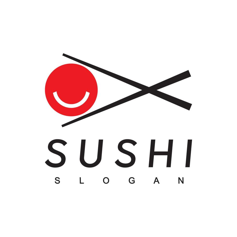 sourire modèle de conception de logo de sushi vecteur