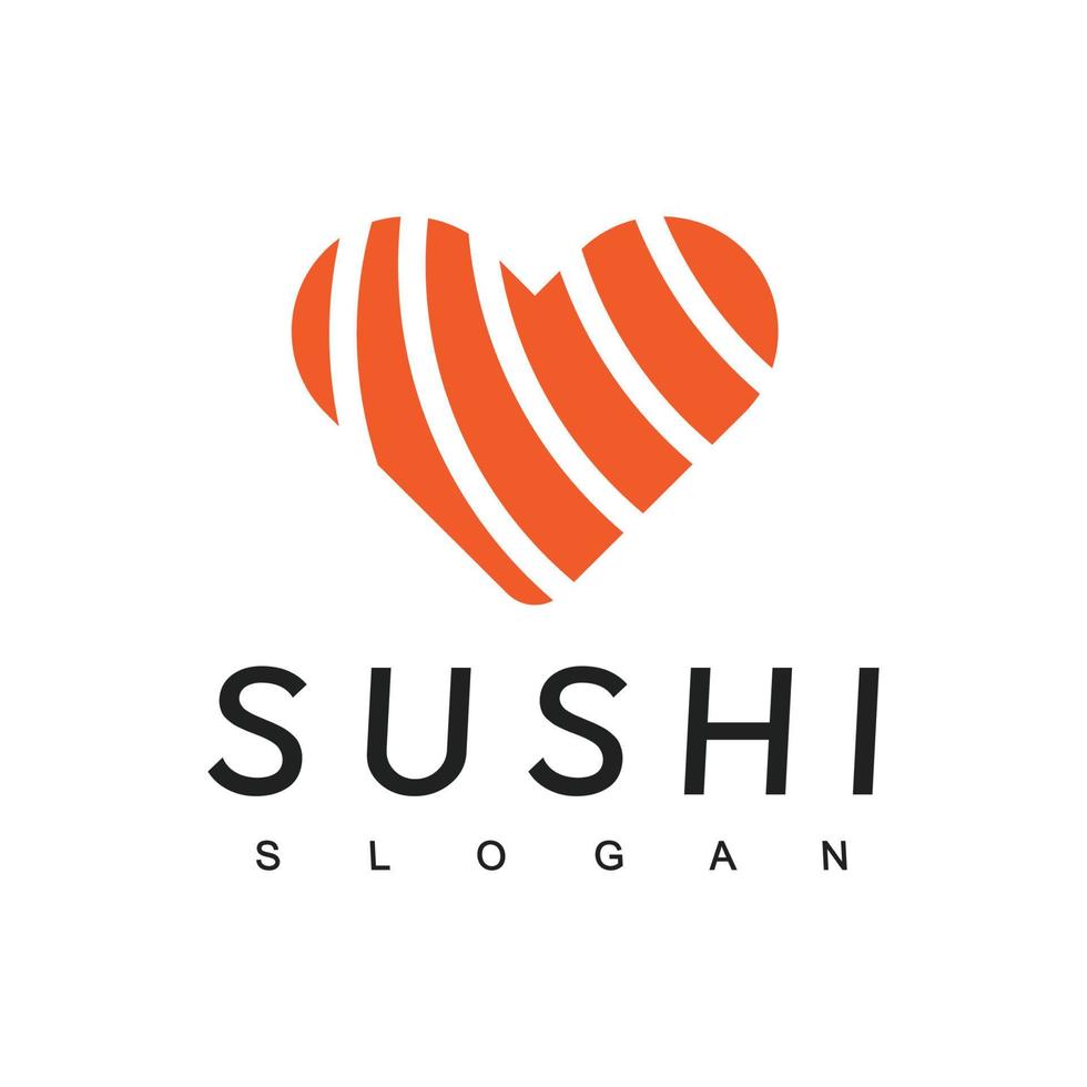 modèle de conception de logo de sushi d'amour vecteur