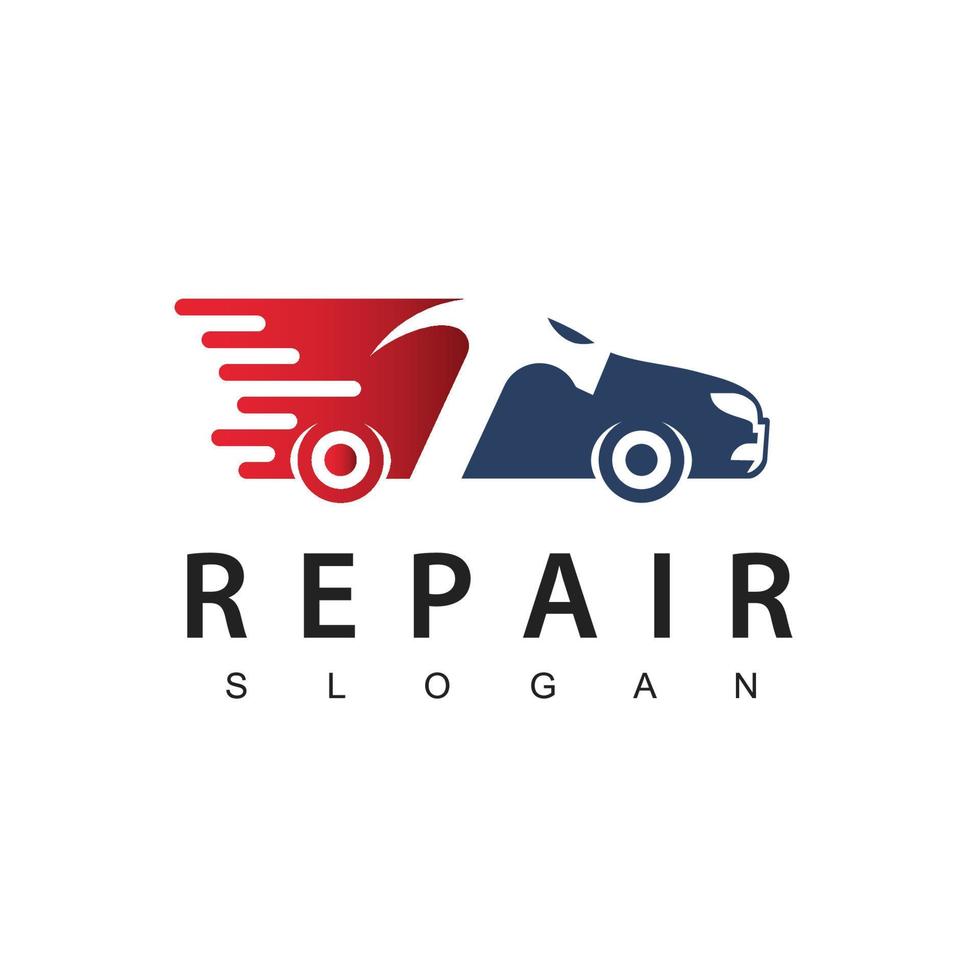 modèle de logo de réparation de voiture, marteau et icône de voiture vecteur