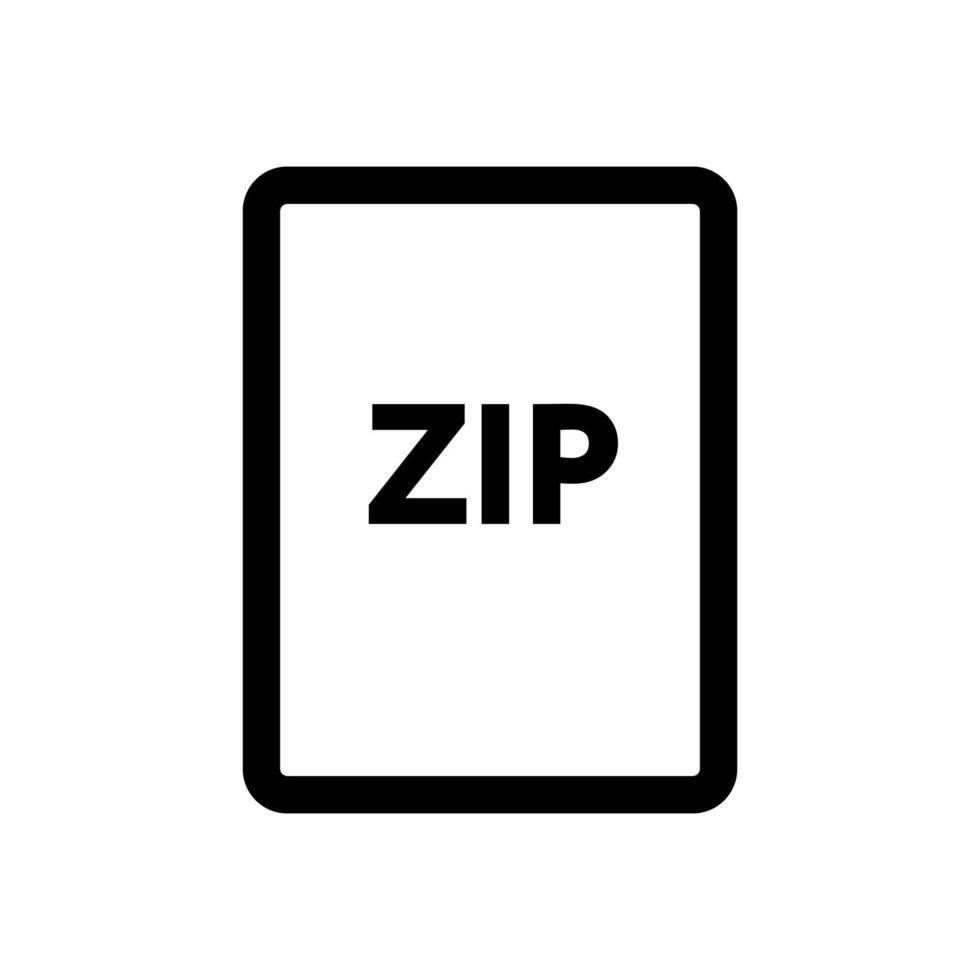 ligne d'icône de fichier zip isolée sur fond blanc. icône noire plate mince sur le style de contour moderne. symbole linéaire et trait modifiable. illustration vectorielle de trait parfait simple et pixel. vecteur