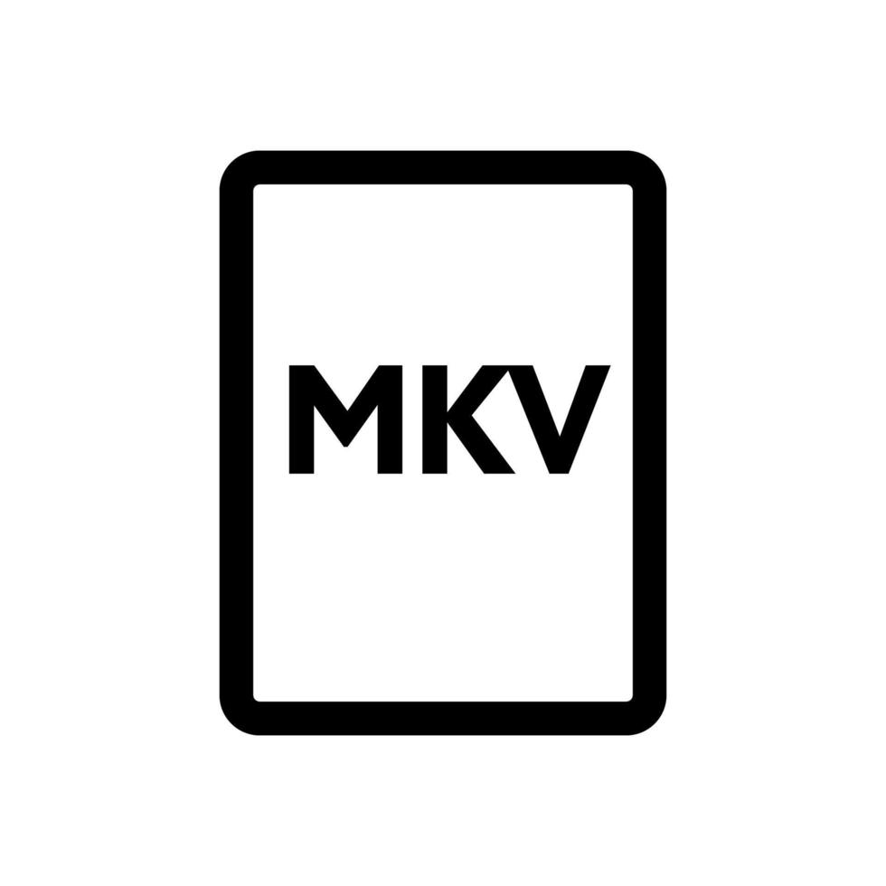 ligne d'icône de fichier mkv isolée sur fond blanc. icône noire plate mince sur le style de contour moderne. symbole linéaire et trait modifiable. illustration vectorielle de trait parfait simple et pixel. vecteur