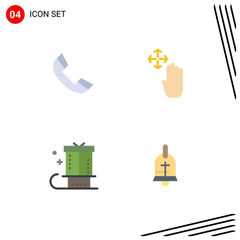 ensemble moderne de 4 icônes plates pictogramme d'appel noël téléphone jusqu'à vacances éléments de conception vectoriels modifiables vecteur