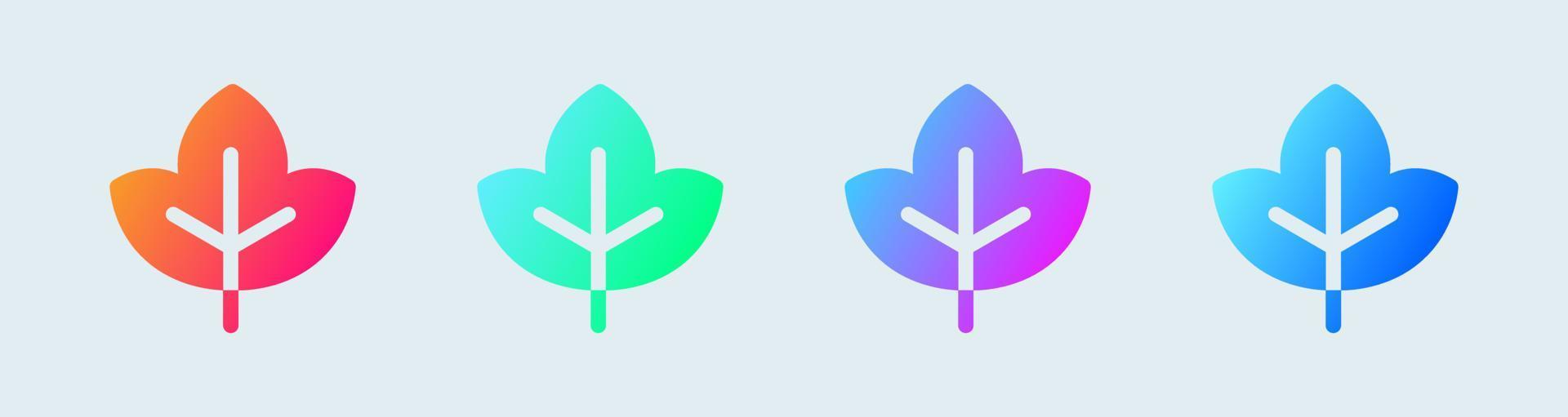 icône solide d'érable en dégradé de couleurs. illustration vectorielle de signes de feuilles. vecteur