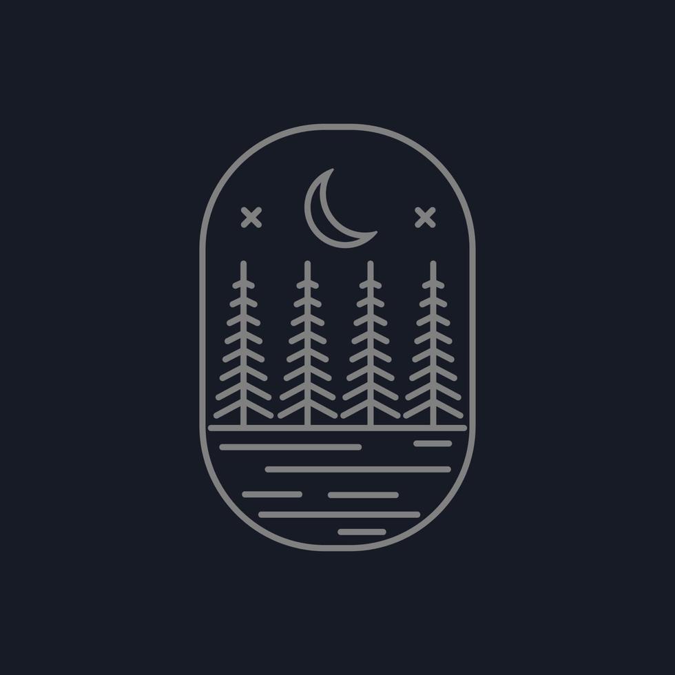 logo vintage monoline arbre forestier vecteur