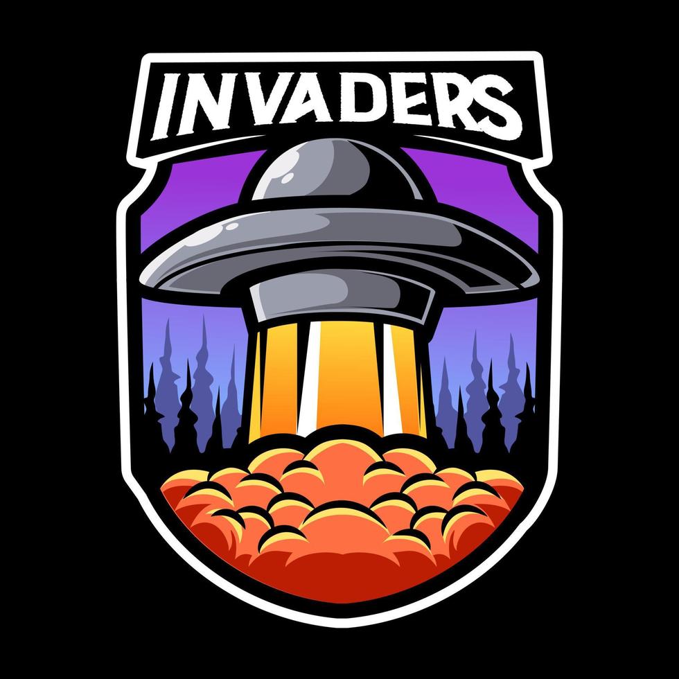 modèle vectoriel de logo de mascotte d'invasion d'ovni