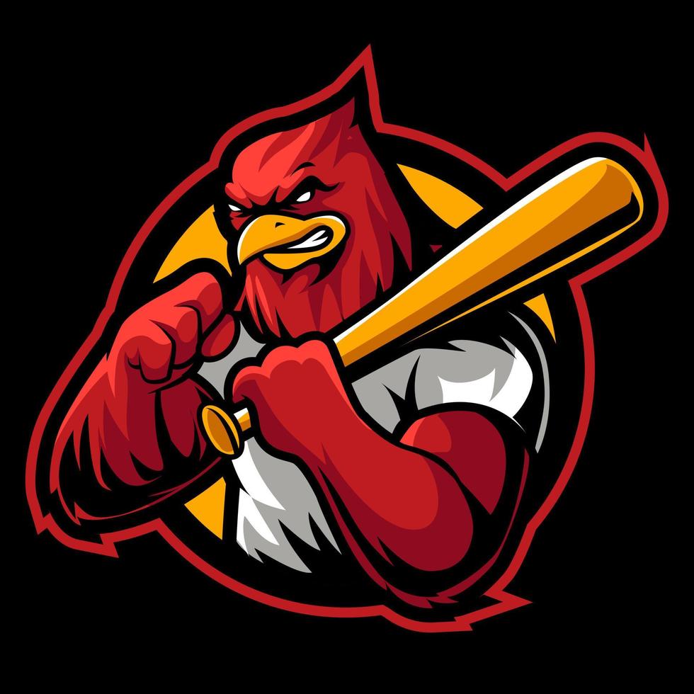 têtes d'oiseaux cardinaux rouges dessinées pour la mascotte ou la conception de tatouage de l'équipe sportive vecteur