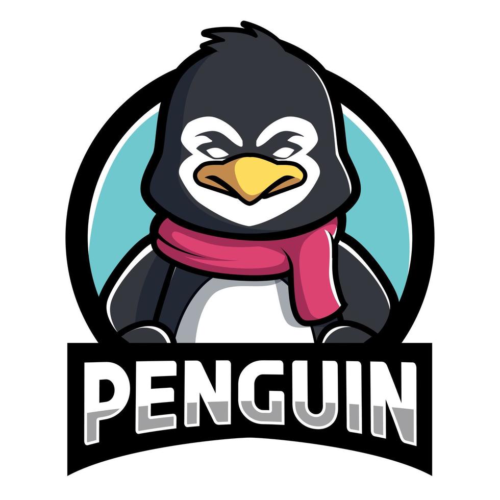 vecteur de conception de logo de mascotte de pingouin avec style de concept d'illustration moderne pour badge, isoler sur fond blanc