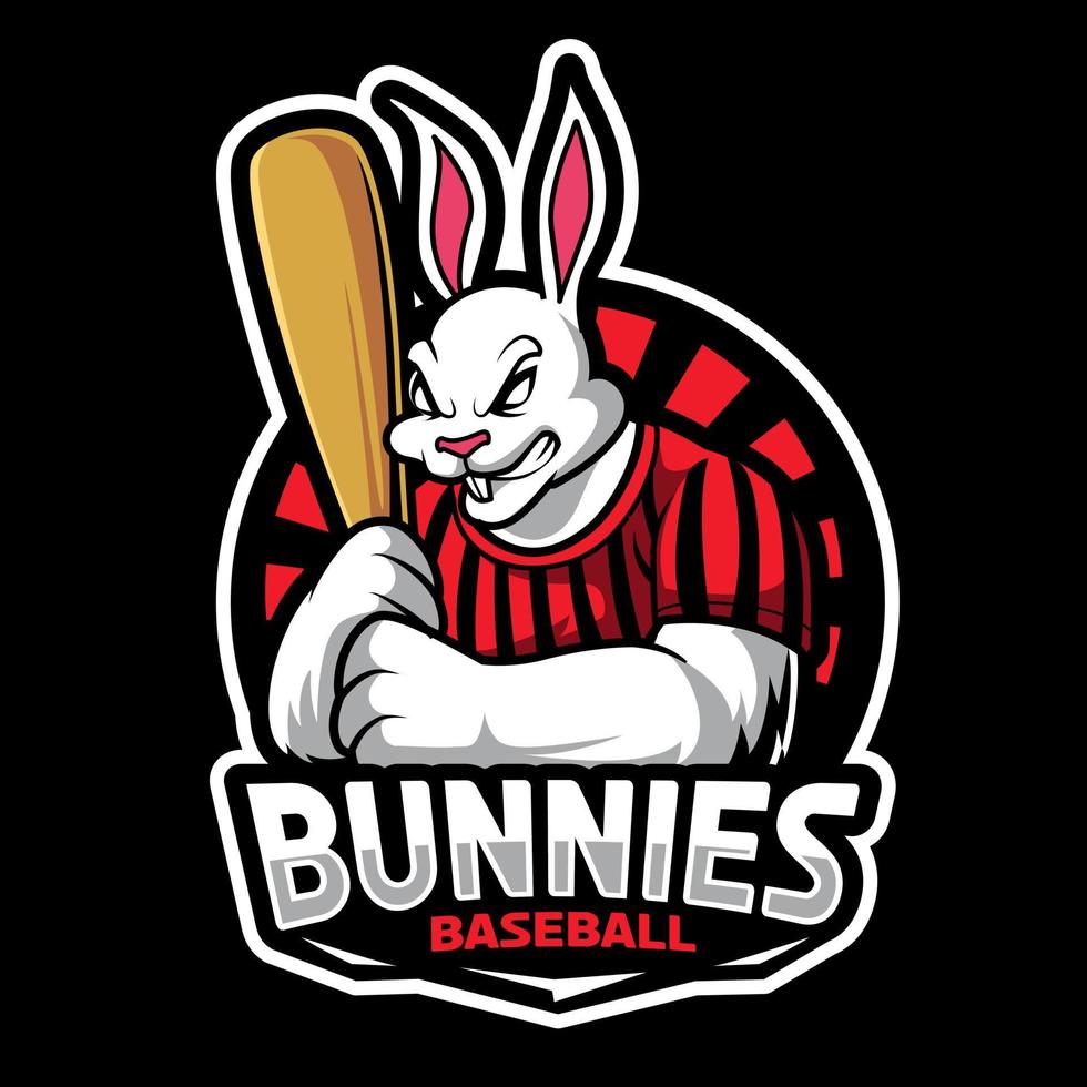 vecteur de conception de logo de mascotte de lapin avec style de concept d'illustration moderne pour badge. illustration de baseball de lapin