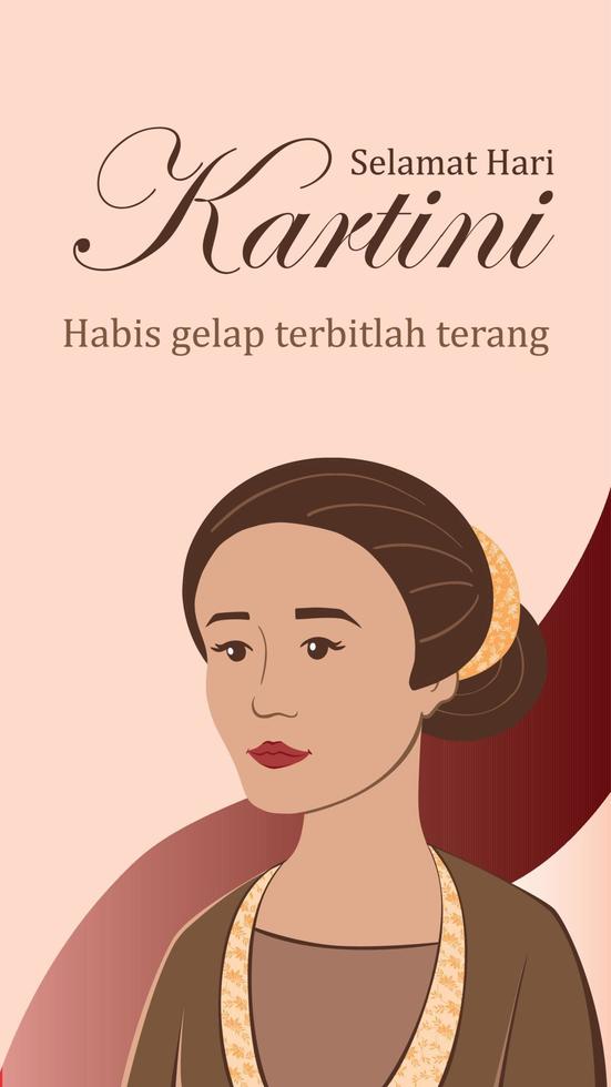 selamat hari kartini. traduction bonne journée kartini. vecteur