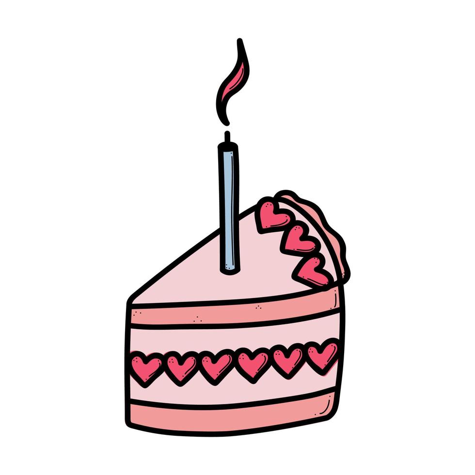 doodle gâteau sucré avec illustration vectorielle de coeurs. vecteur