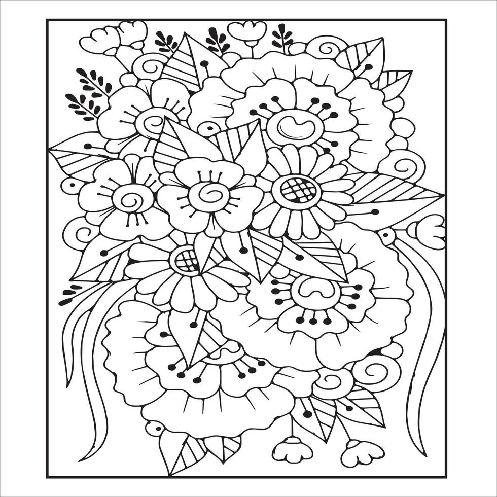 page de coloriage de mandala floral. illustration vectorielle de fleur vecteur